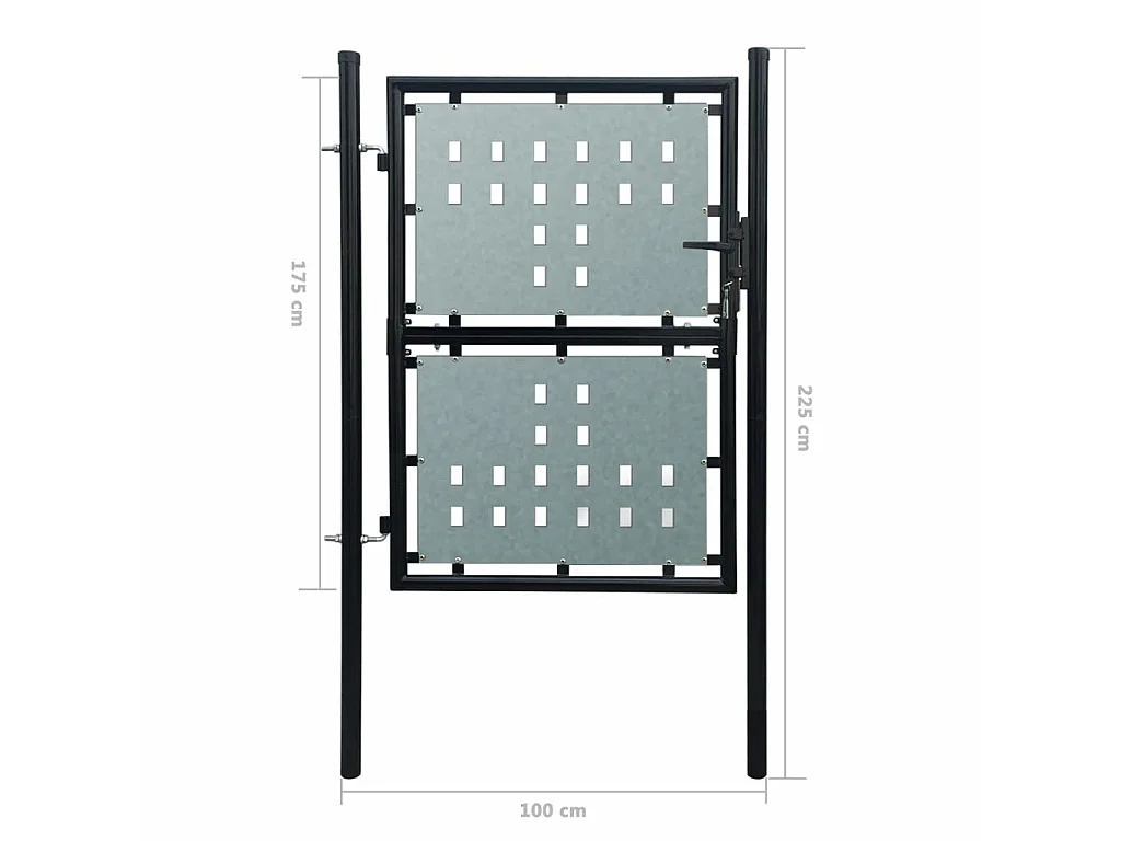Puerta de valla de jardín negra 100x225 cm