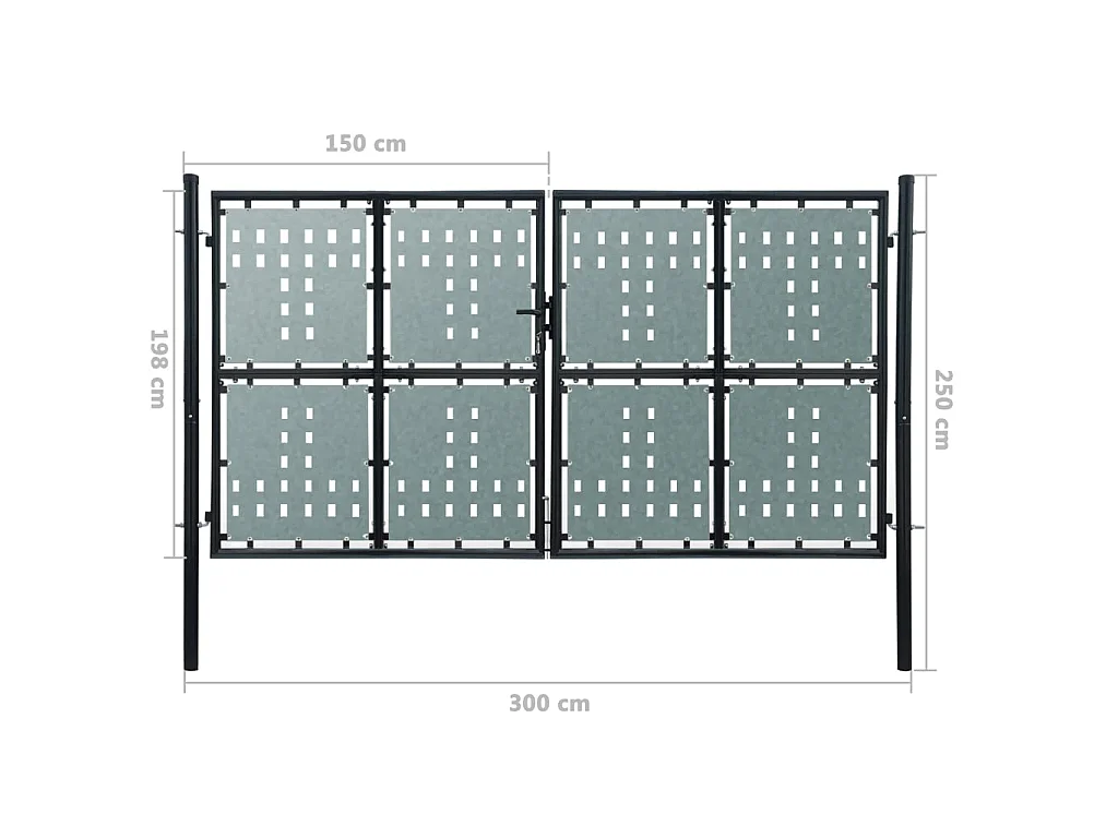 Portail simple de clôture Noir 300x250