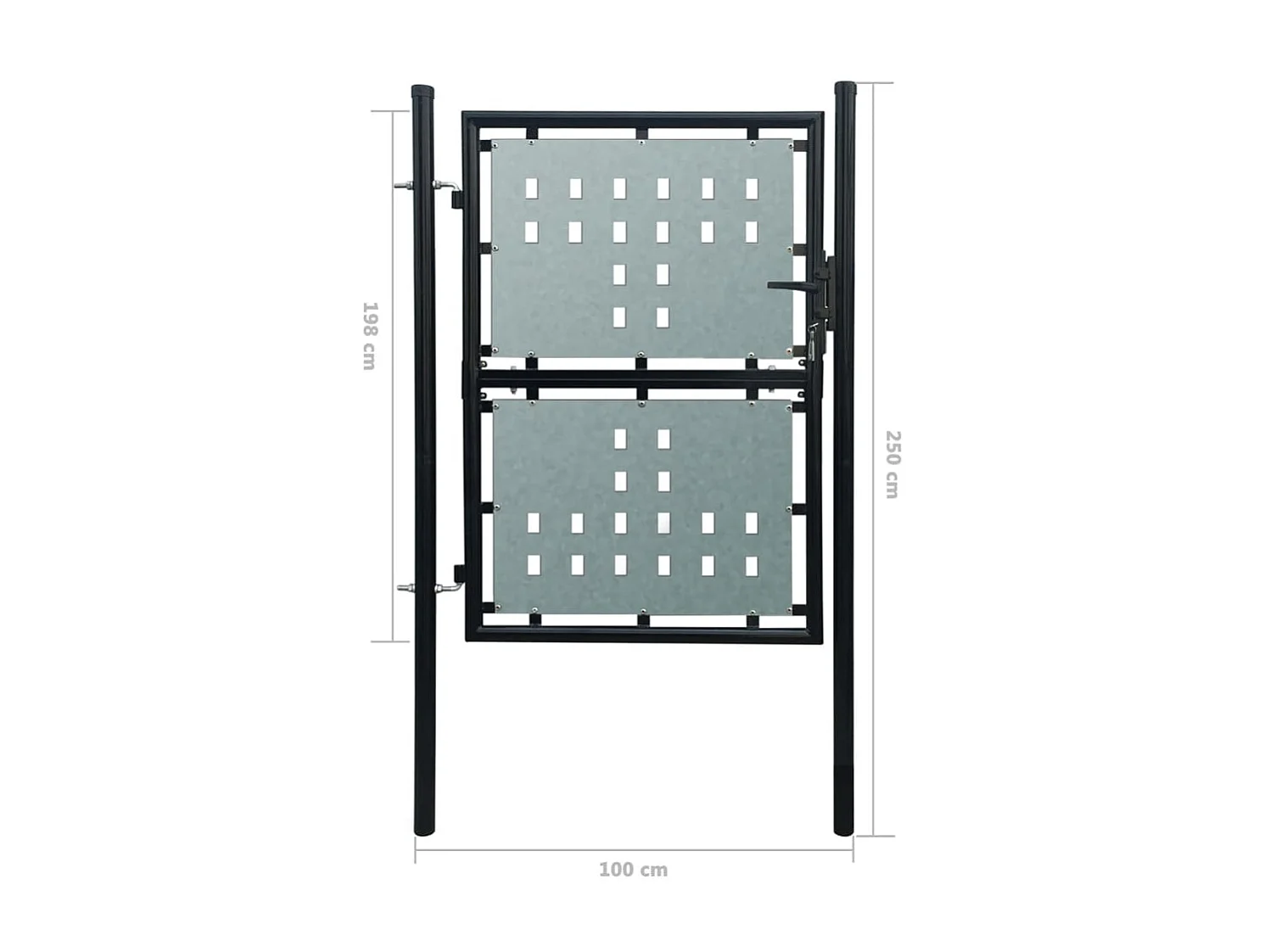 Portail simple de clôture Noir 100x250