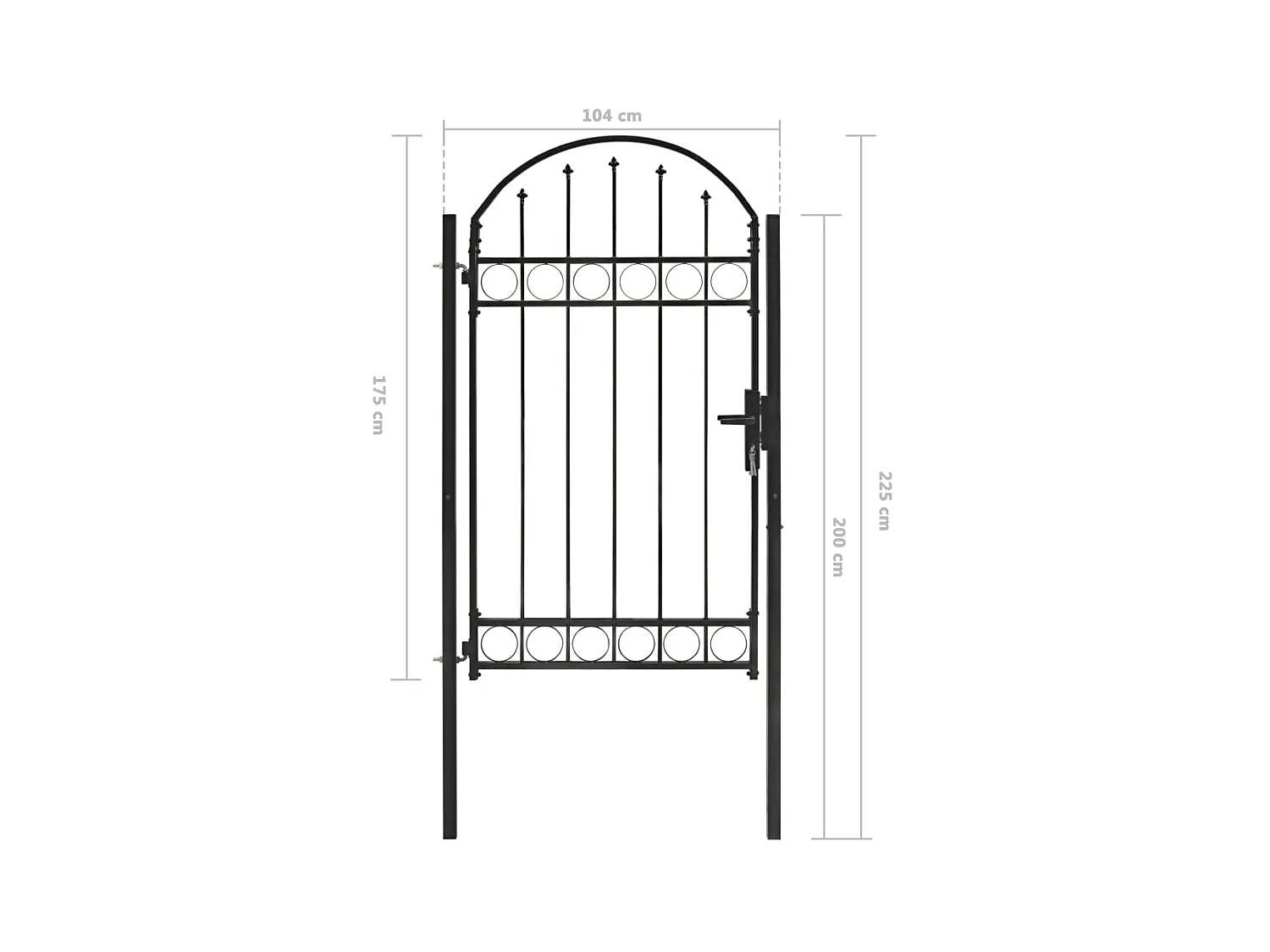 Portail de jardin avec dessus arqué Acier 100x175 Noir