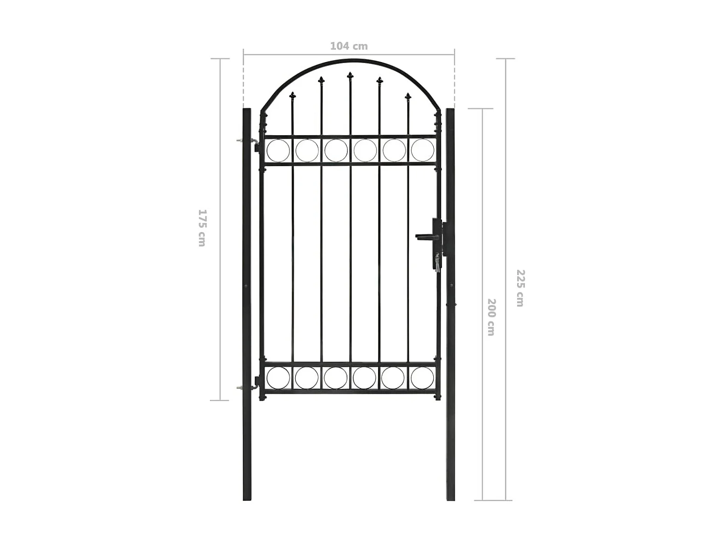 Portail de jardin avec dessus arqué Acier 100x175 Noir
