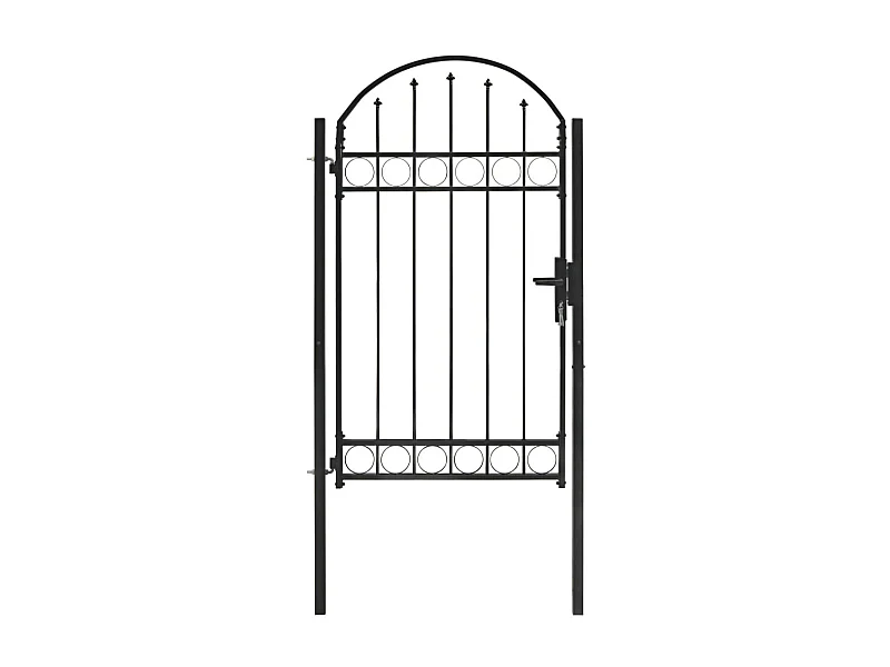 Portail de jardin avec dessus arqué Acier 100x175 Noir