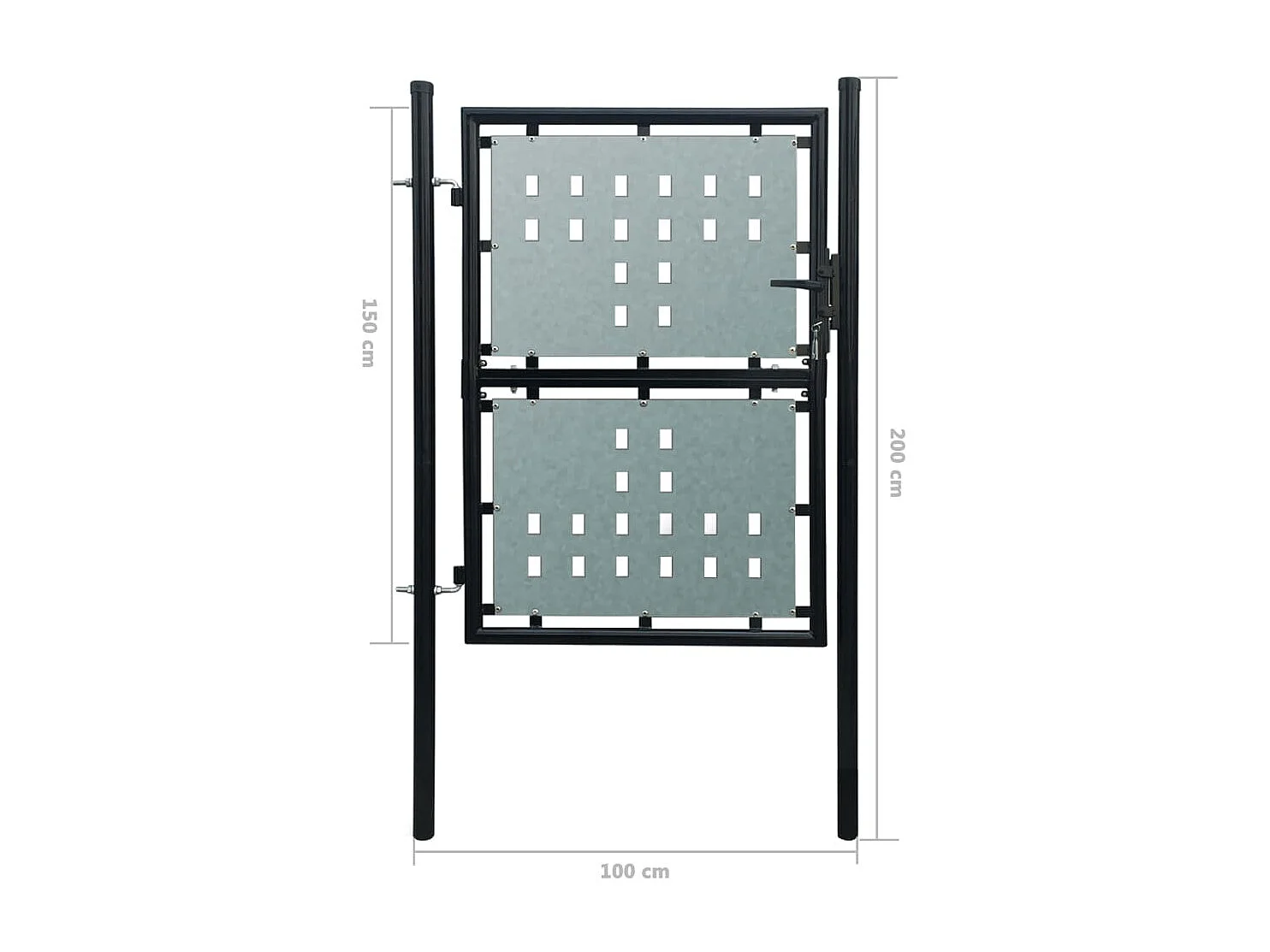 Portail simple de clôture Noir 100x200