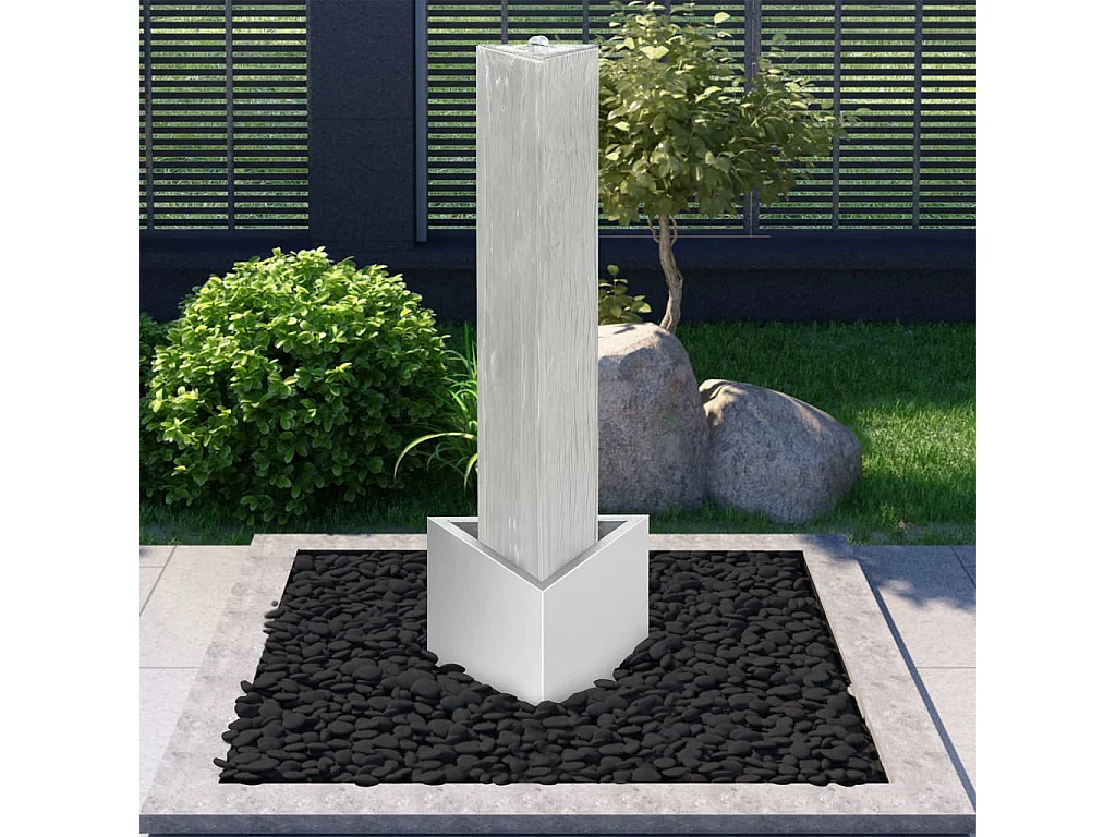 Fontaine de jardin Argenté 37,7x32,6x110 Acier inoxydable