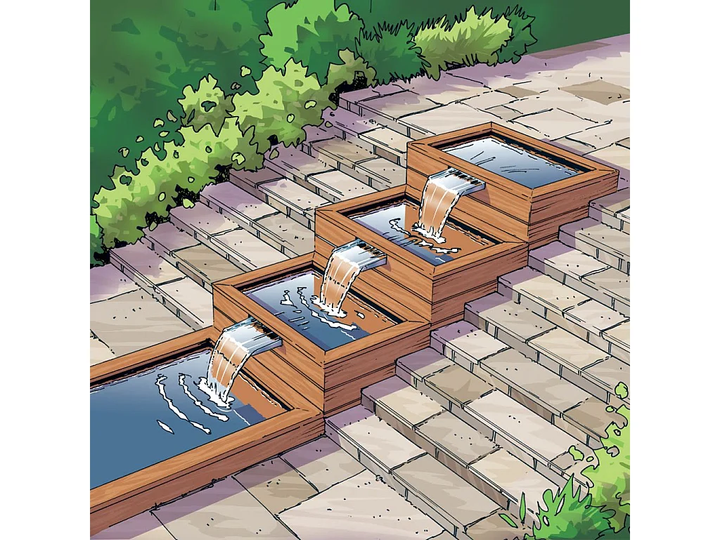 Ubbink Lame de cascade Brisbane 30cm Inox pour étang de jardin