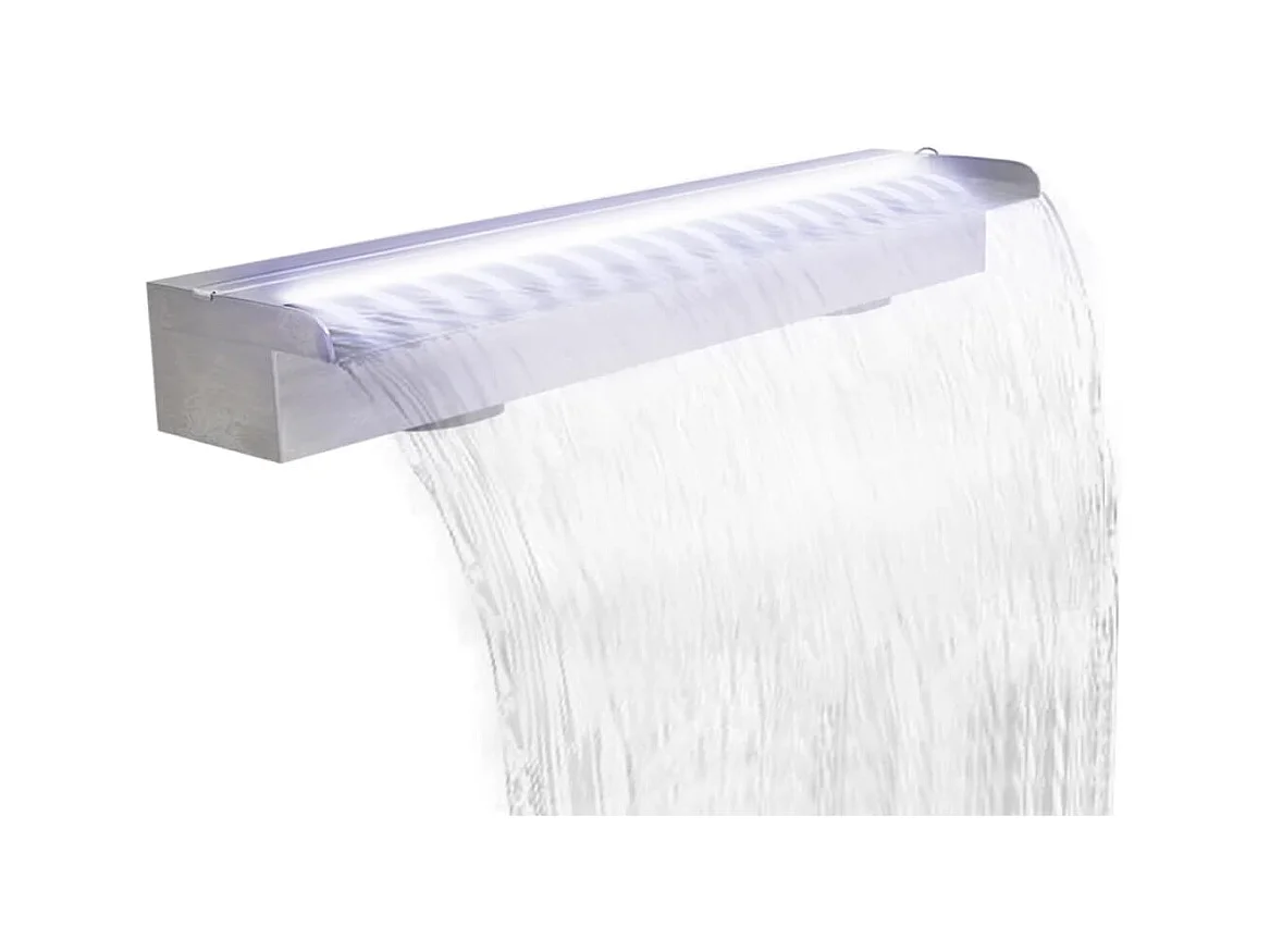 Zwembadwaterval met LED's rechthoekig 90 cm roestvrij staal