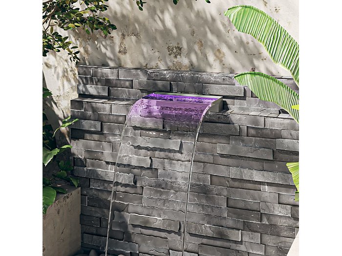 Cascade Pour Bassin Extérieur 30 Cm – Acier Inoxydable Noir Avec Pompe 2000L/h – Décoration Jardin, étang, Koï - 5