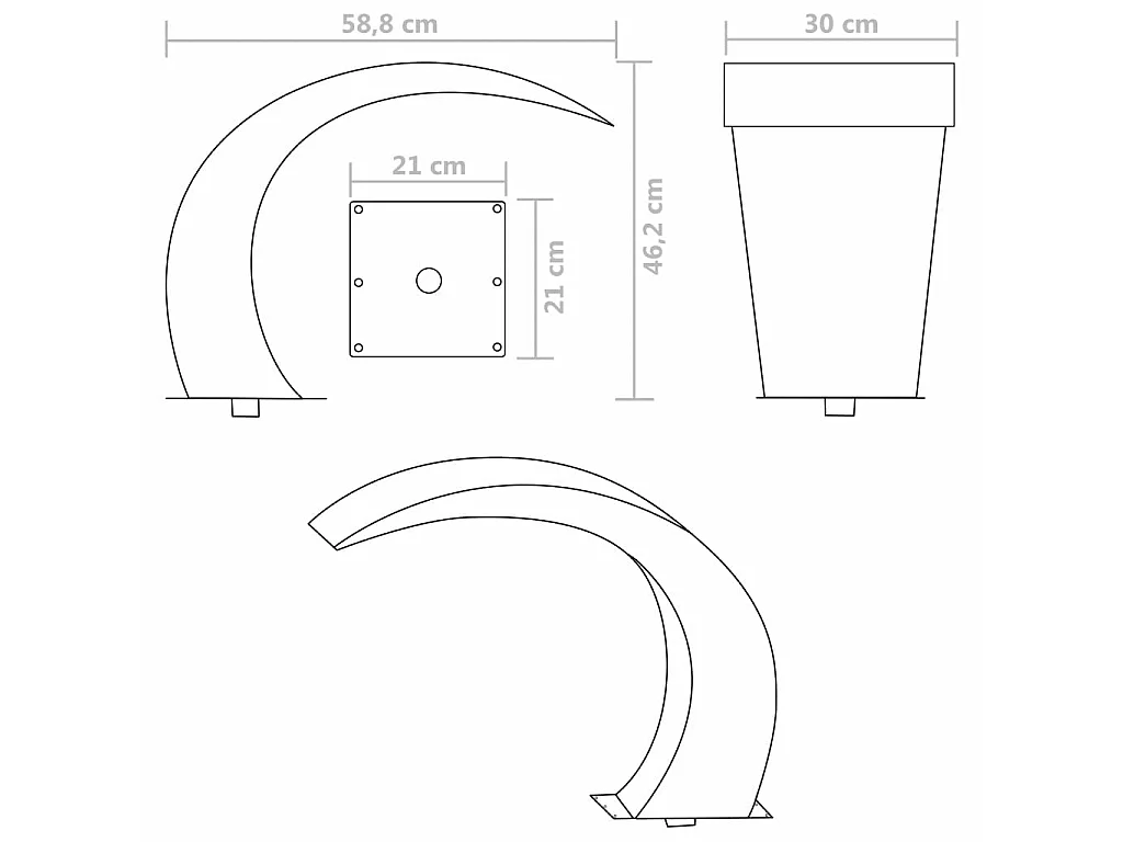 Fontaine cascade de piscine Acier inoxydable 45 x 30x60