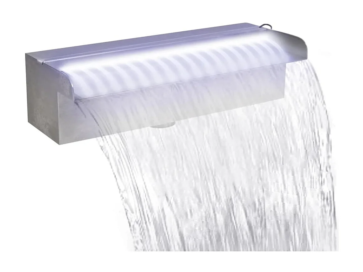 Fontaine rectangulaire de piscine avec LED Inox 30cm