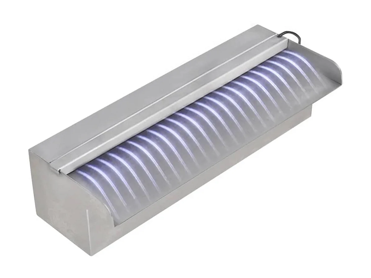 Fontaine rectangulaire de piscine avec LED Inox 30cm