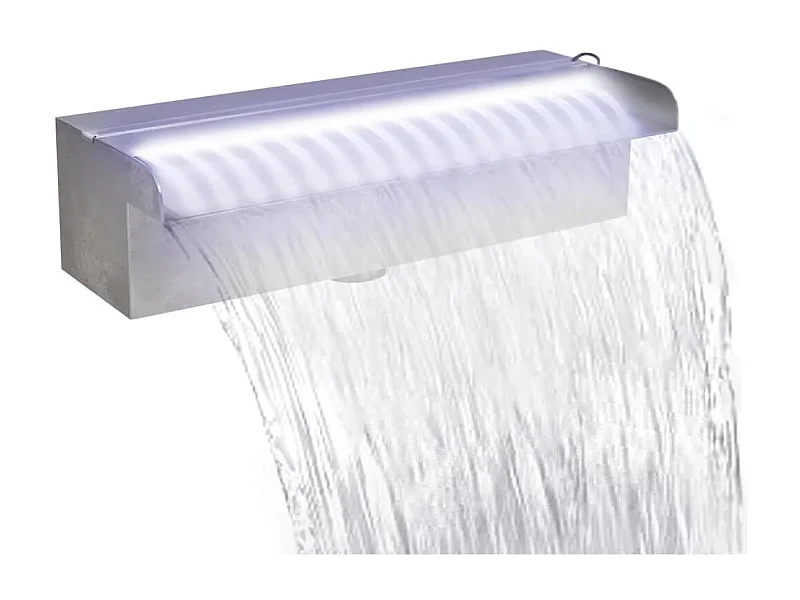 Fontaine rectangulaire de piscine avec LED Inox 30cm