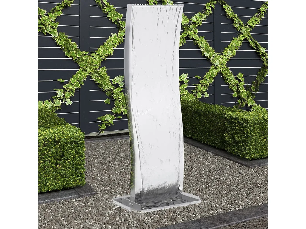 Fontaine de jardin avec pompe Acier inoxydable 130cm Courbé