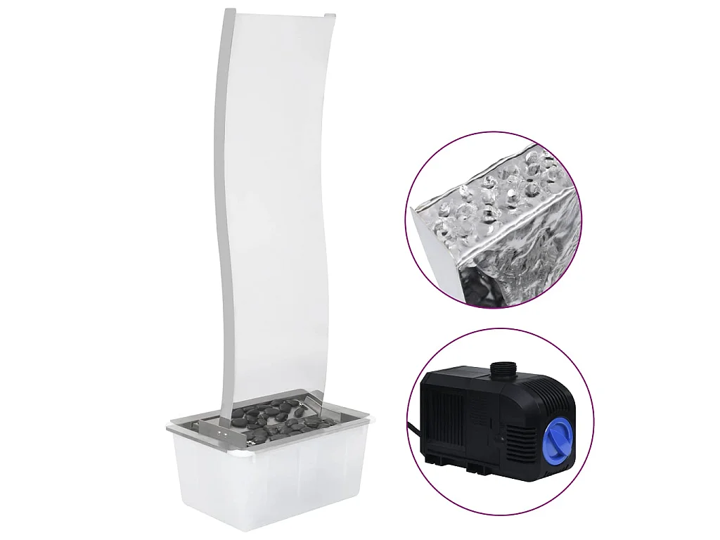 Fontaine de jardin avec pompe Acier inoxydable 130cm Courbé