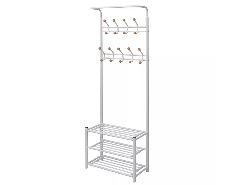 Porte-manteau avec rangement de chaussures 68x32x182,5 Blanc