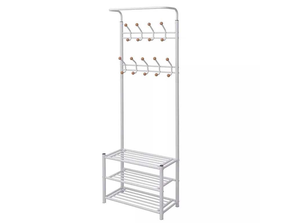 Porte-manteau avec rangement de chaussures 68x32x182,5 Blanc