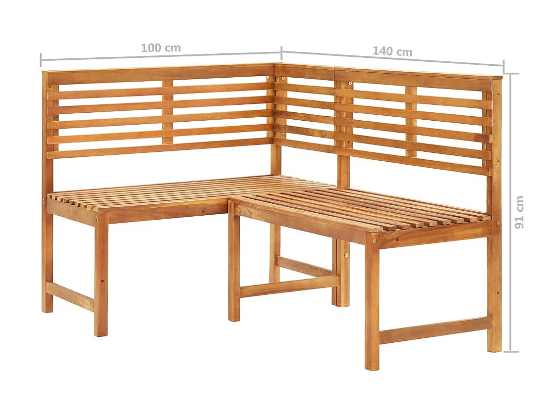 Banc d'angle de jardin 140cm Bois solide d'acacia