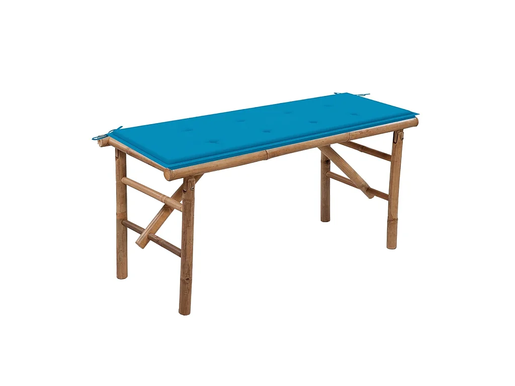 Banc de jardin pliable avec coussin 118cm Bambou 17