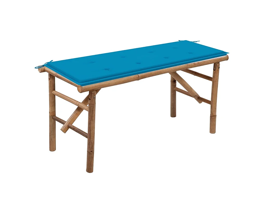 Banc de jardin pliable avec coussin 118cm Bambou 17