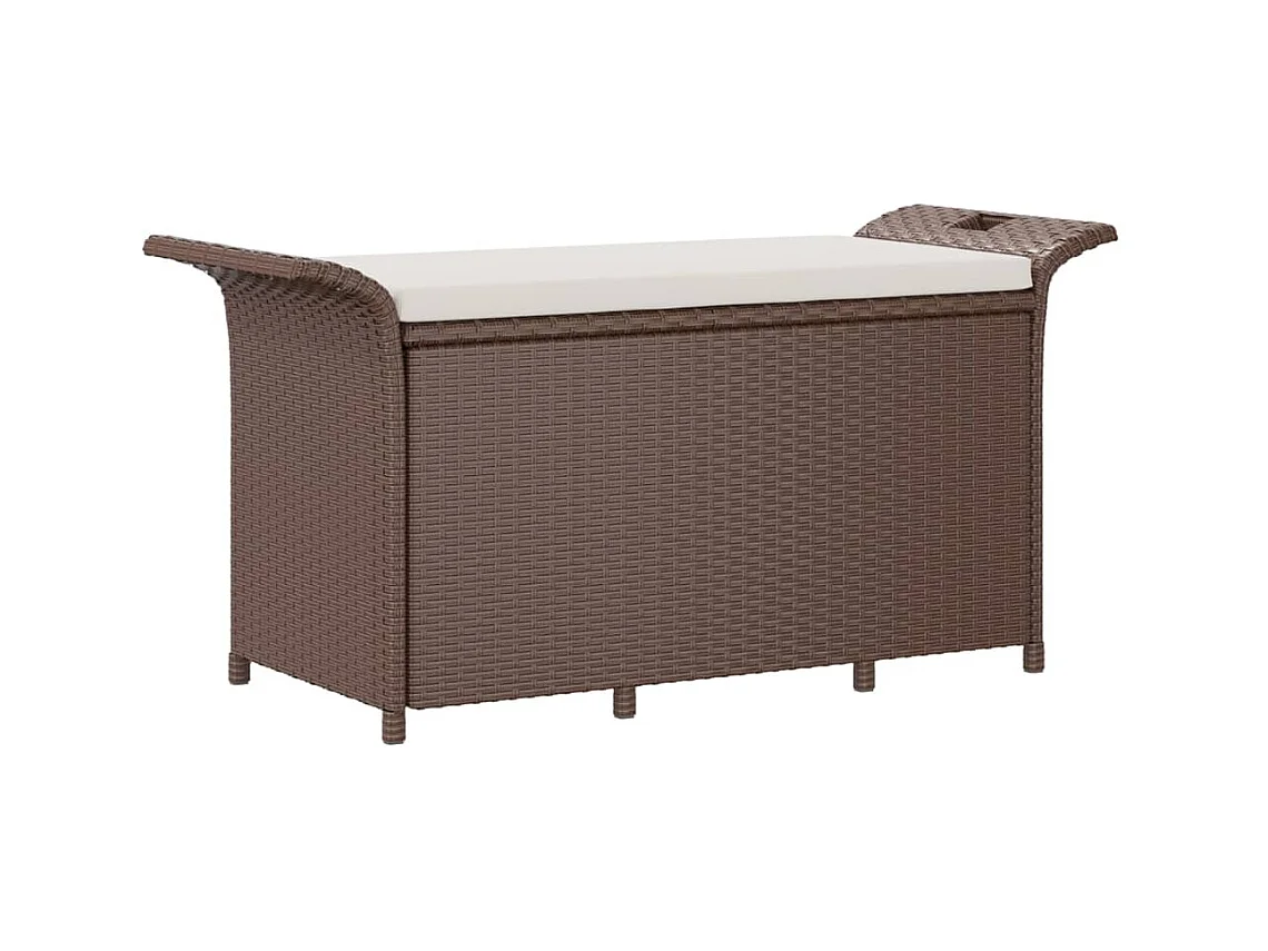 Banc de jardin avec coussin marron 116x46x57 résine tressée