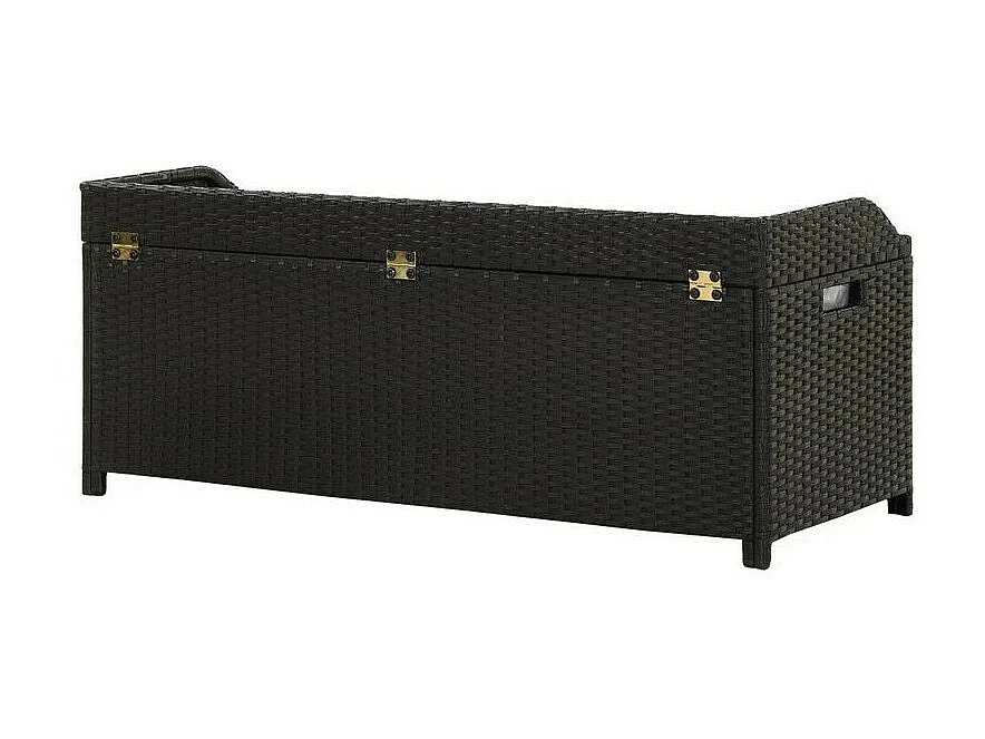 Banc de rangement acacia massif et résine tressée noire Toplu