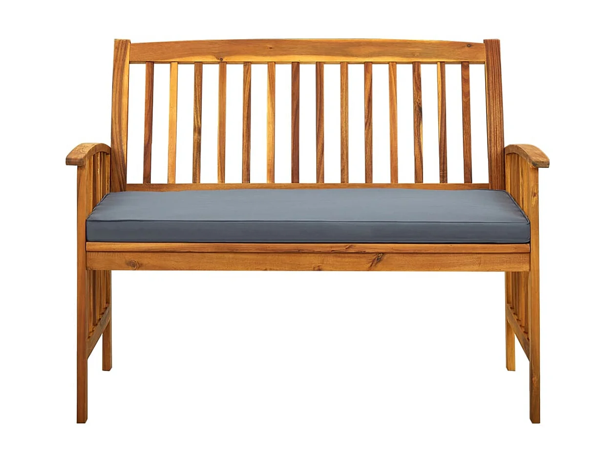 Banc de jardin avec coussin 119cm Bois solide d'acacia