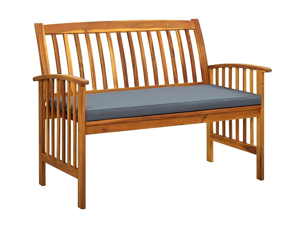 Banc de jardin avec coussin 119cm Bois solide d'acacia
