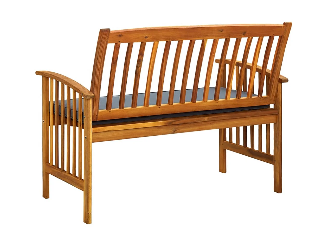 Banc de jardin avec coussin 119cm Bois solide d'acacia