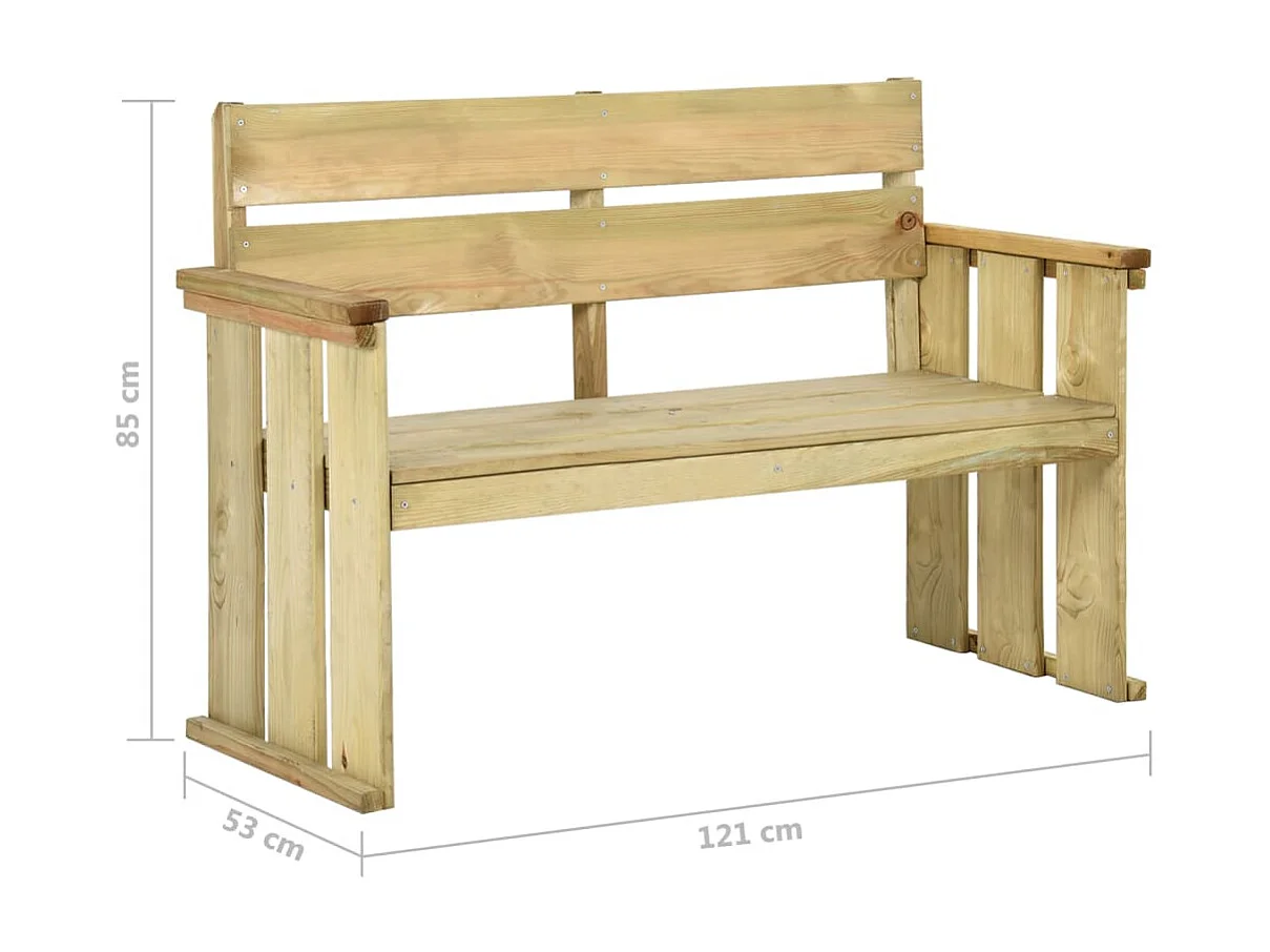 Banc de jardin 121cm Bois de pin imprégné