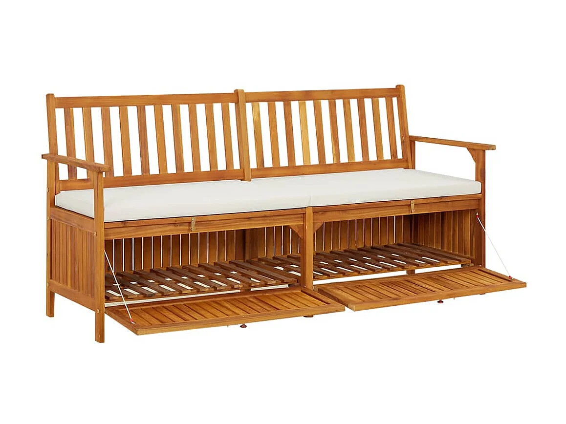 Banc de rangement avec coussin 170cm Bois d'acacia solide