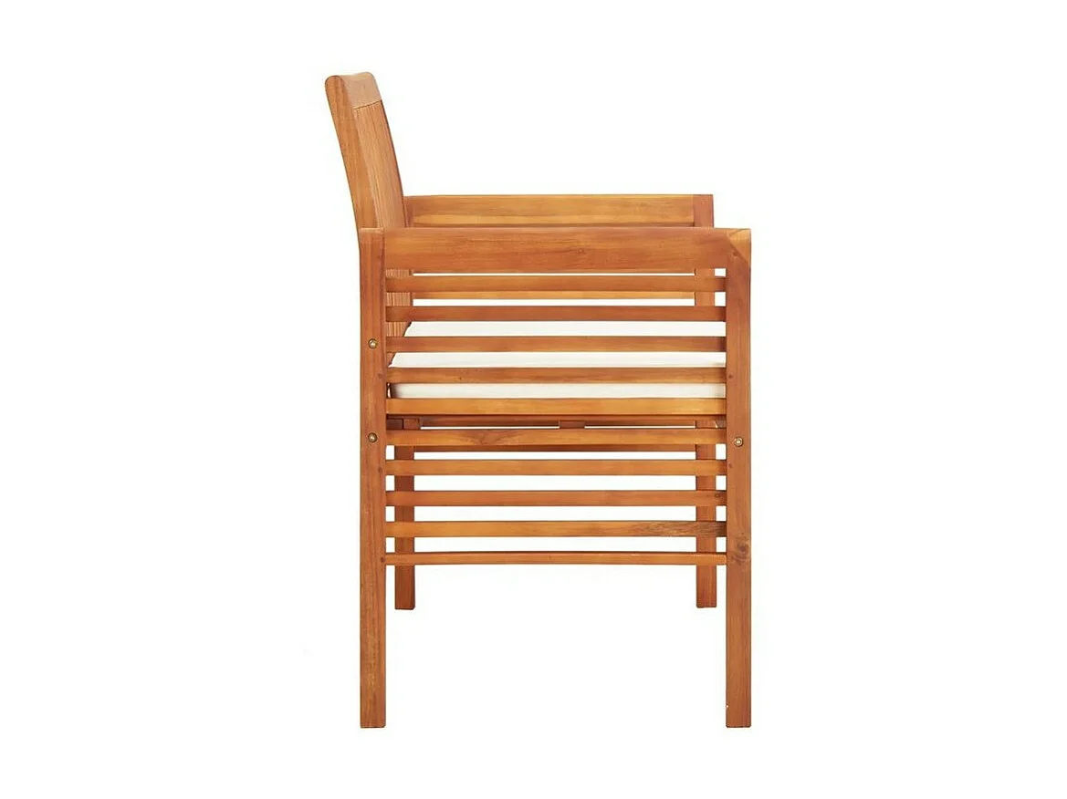 Banc de jardin tissu blanc et acacia massif clair Tulak 150cm 2