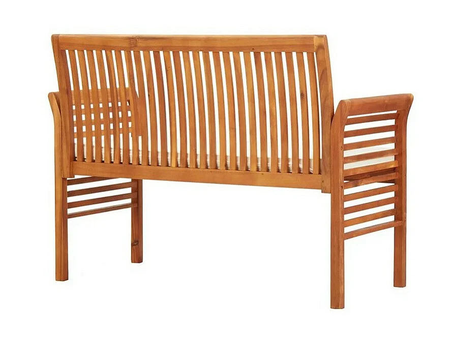 Banc de jardin tissu blanc et acacia massif clair Tulak 150cm 2