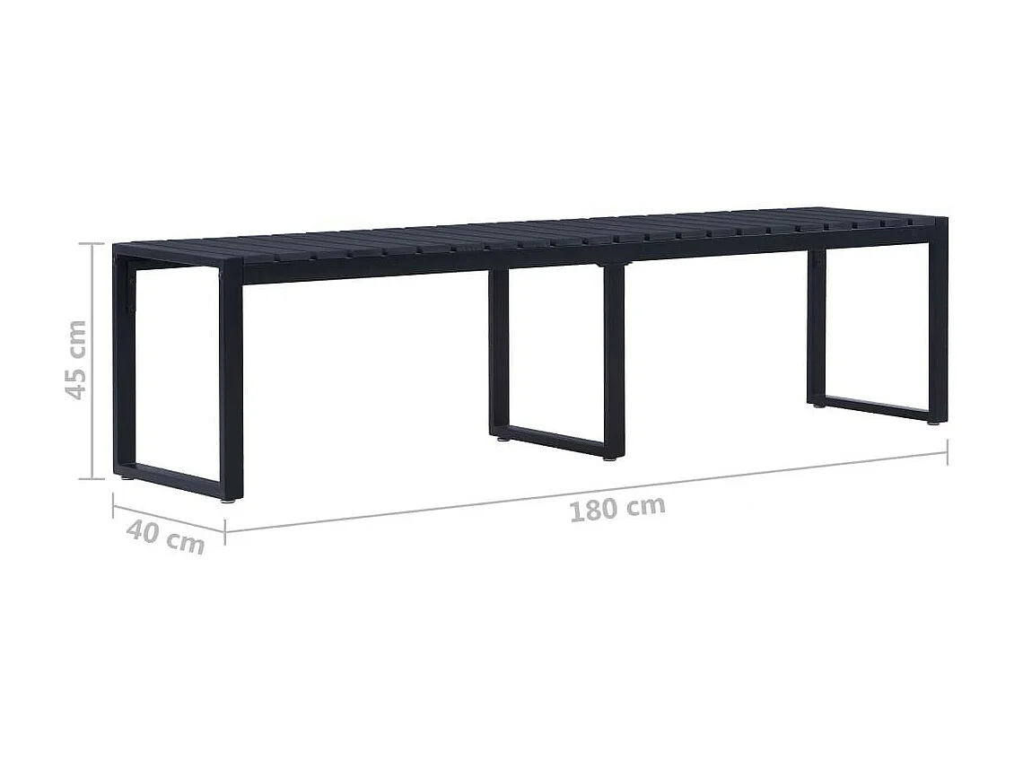 Banc de jardin 180cm Panneau PS Noir