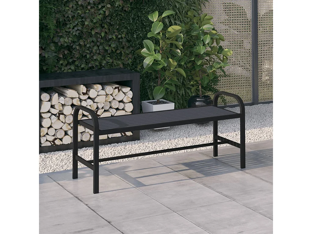Banc de jardin 124,5cm Acier et WPC Noir