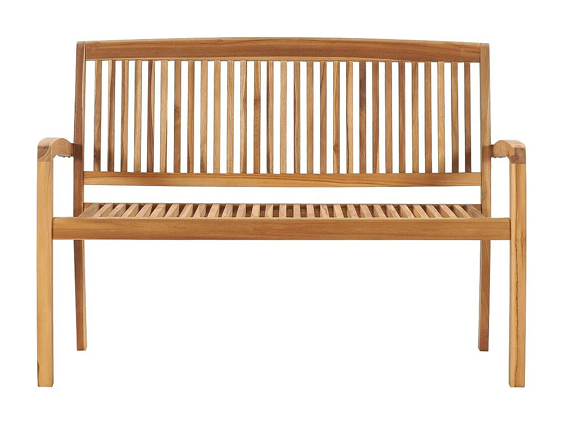 Banc 2 places empilable de jardin 128,5cm Bois de teck solide