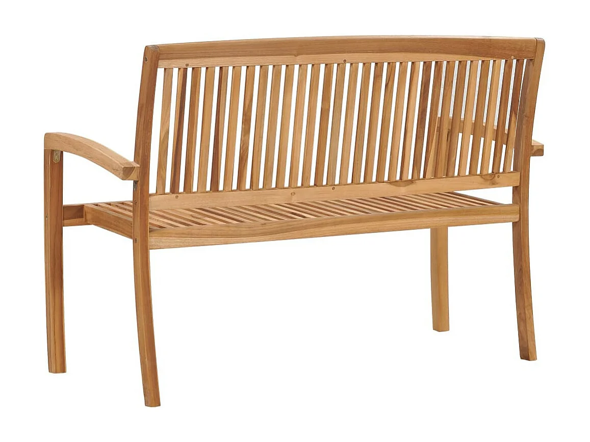 Banc 2 places empilable de jardin 128,5cm Bois de teck solide