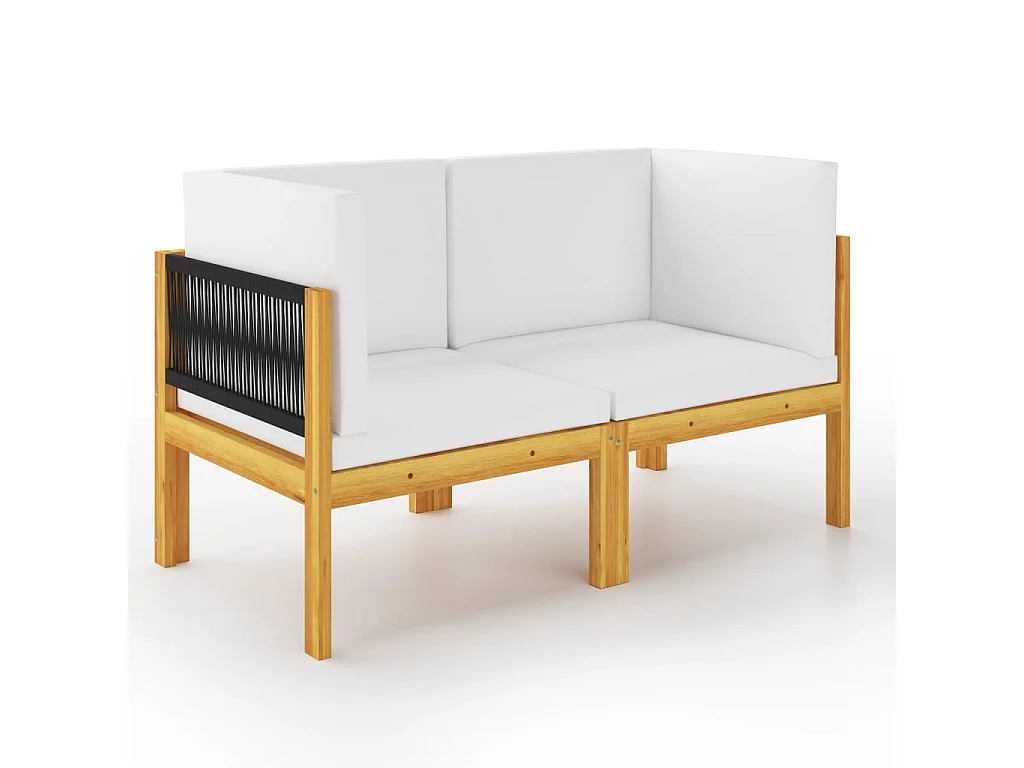 Banc de jardin à 2 places avec coussins Bois d'acacia massif