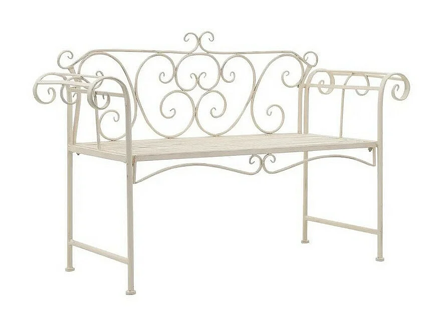 Banc de jardin métal antique blanc Break 132cm