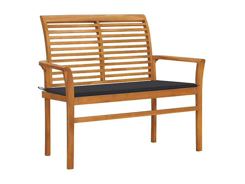 Banc de jardin et coussin anthracite 112cm Bois de teck massif 2