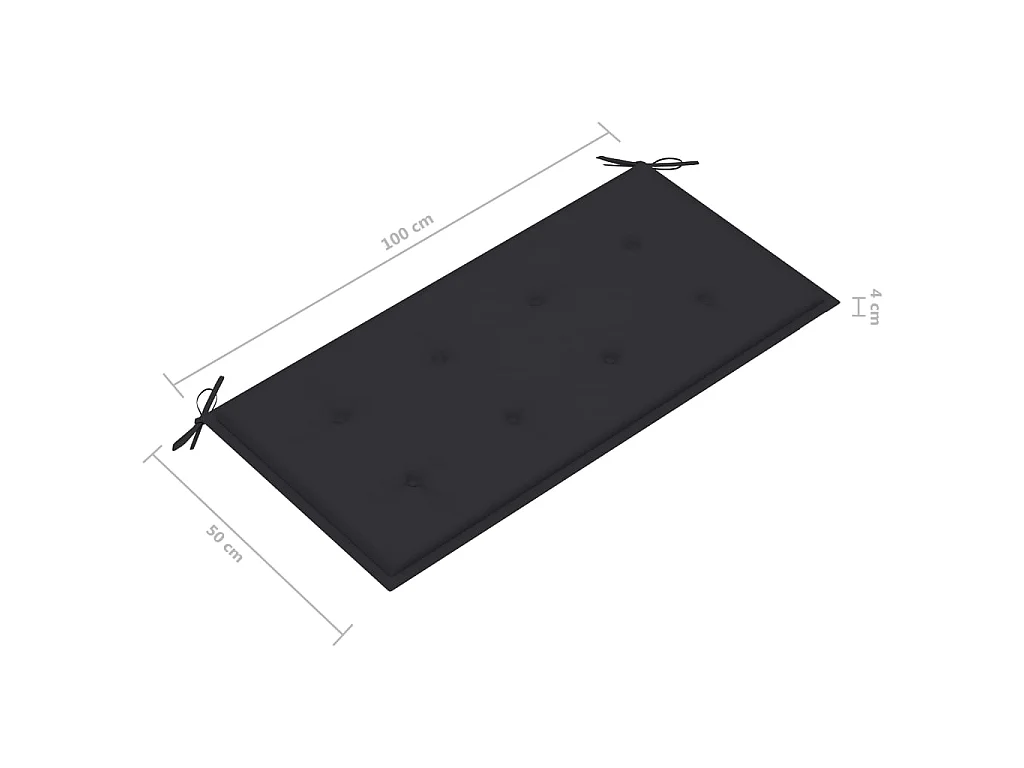 Banc de jardin et coussin anthracite 112cm Bois de teck massif 2