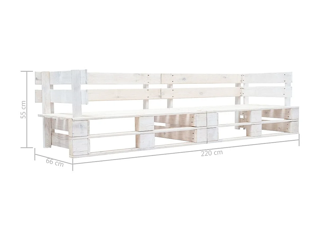 Canapé palette à 2 places de jardin Blanc Bois
