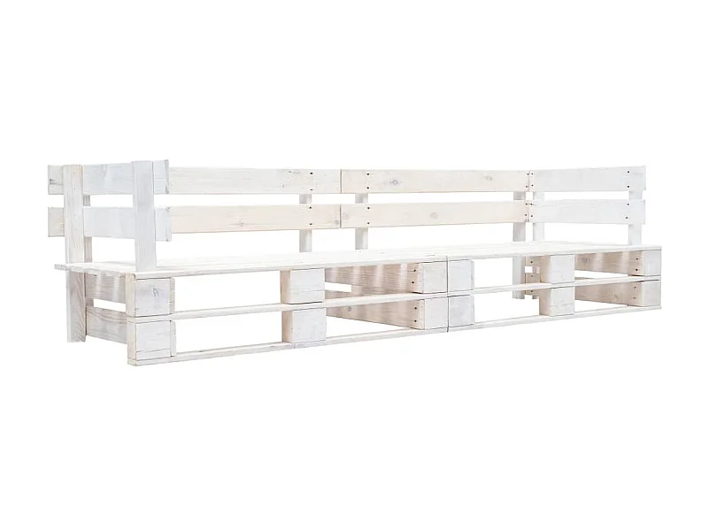 Canapé palette à 2 places de jardin Blanc Bois