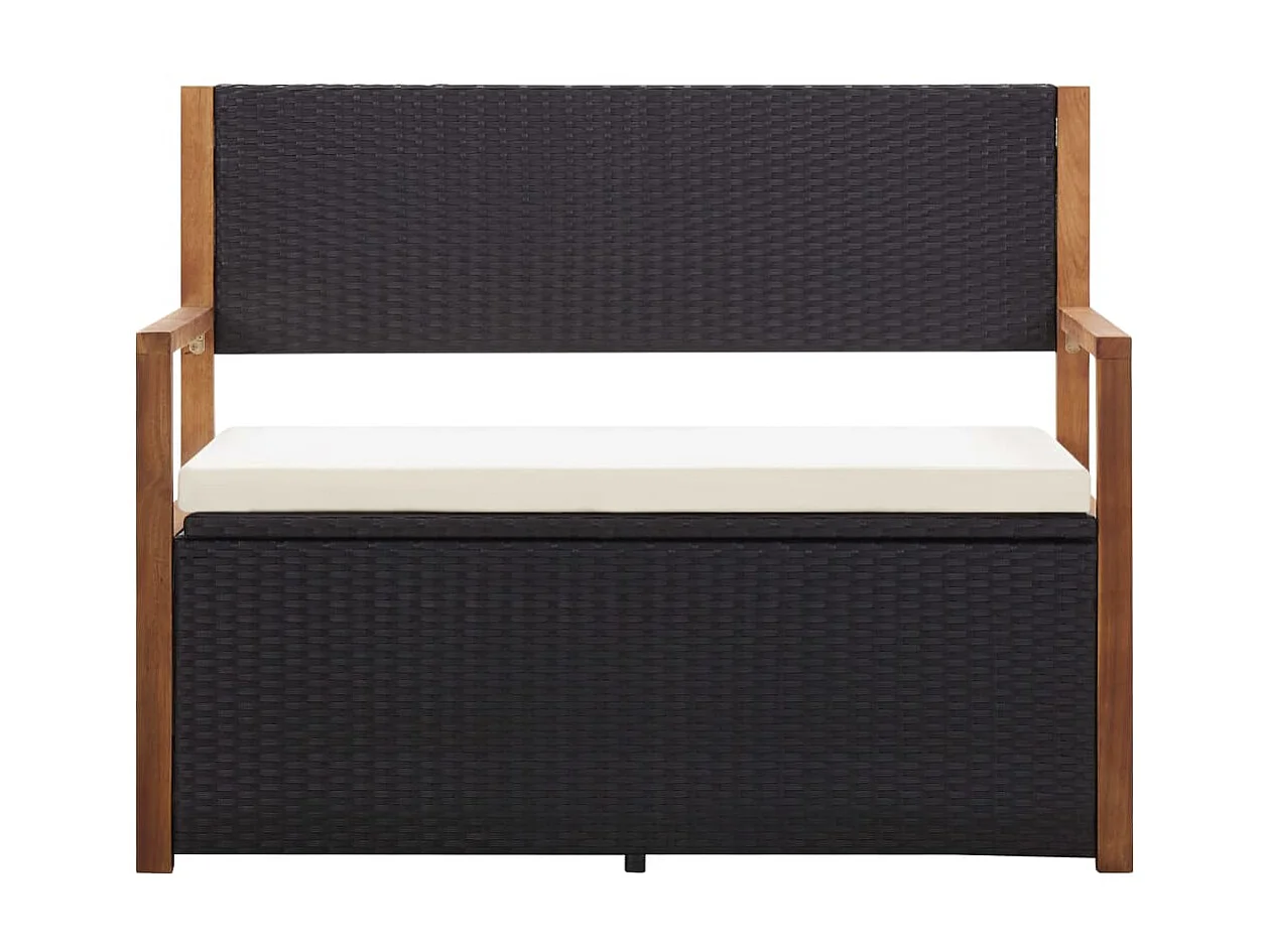 Banc de jardin 110cm Résine tressée et bois d'acacia Noir