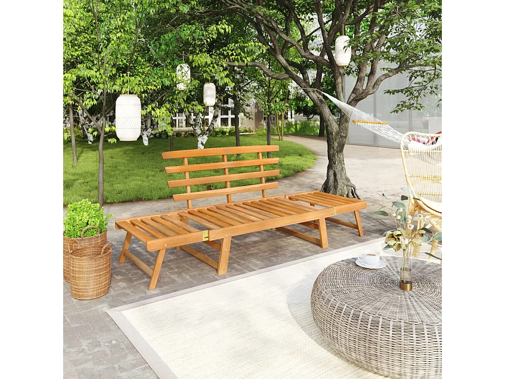 Banc de jardin 2-en-1 190cm Bois solide d'acacia