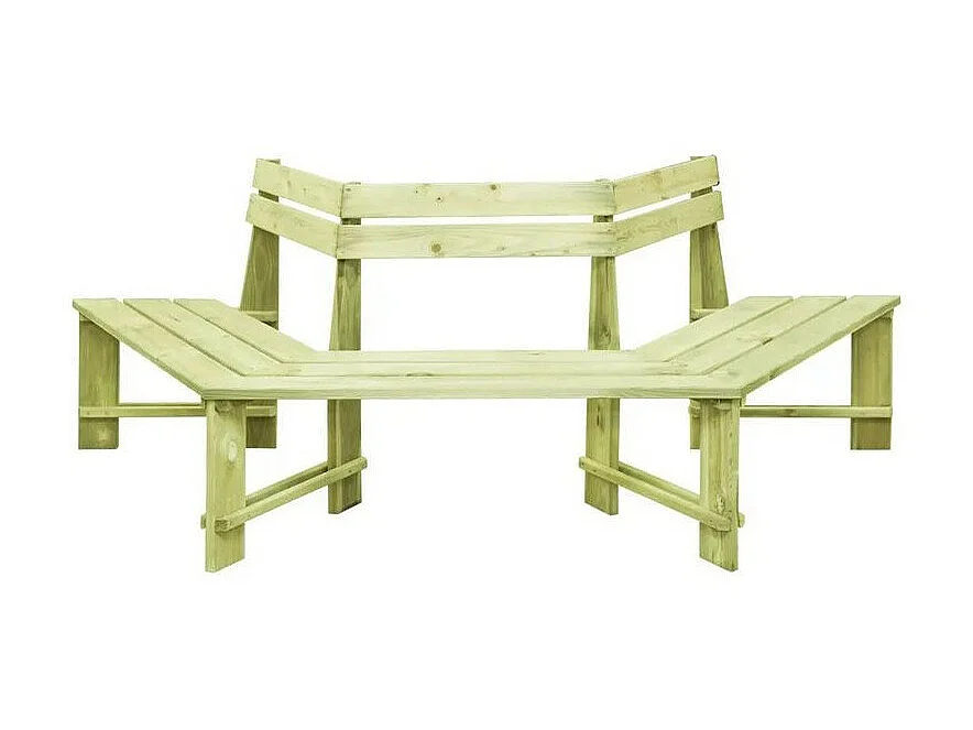 Banc de tour d'arbre pin massif imprégné vert Vralee 208cm