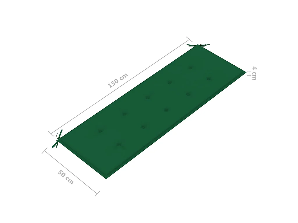 Banc de jardin empilable et coussin 159cm Bois de teck massif 17