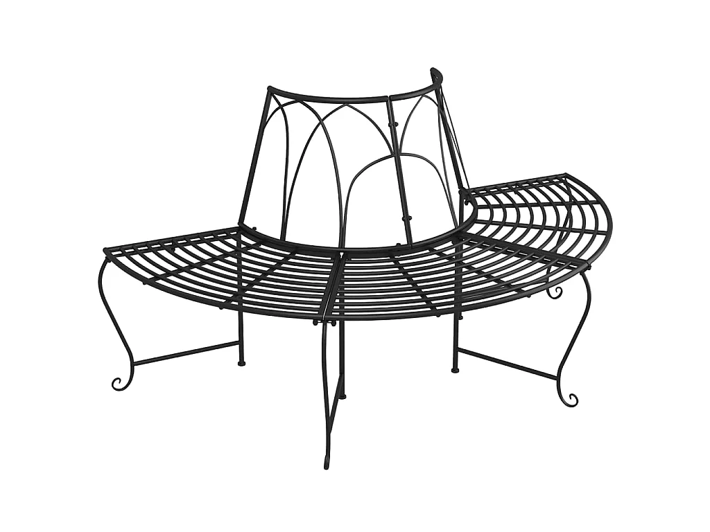 Banc demi-circulaire tour d'arbre Ø159cm Noir Acier