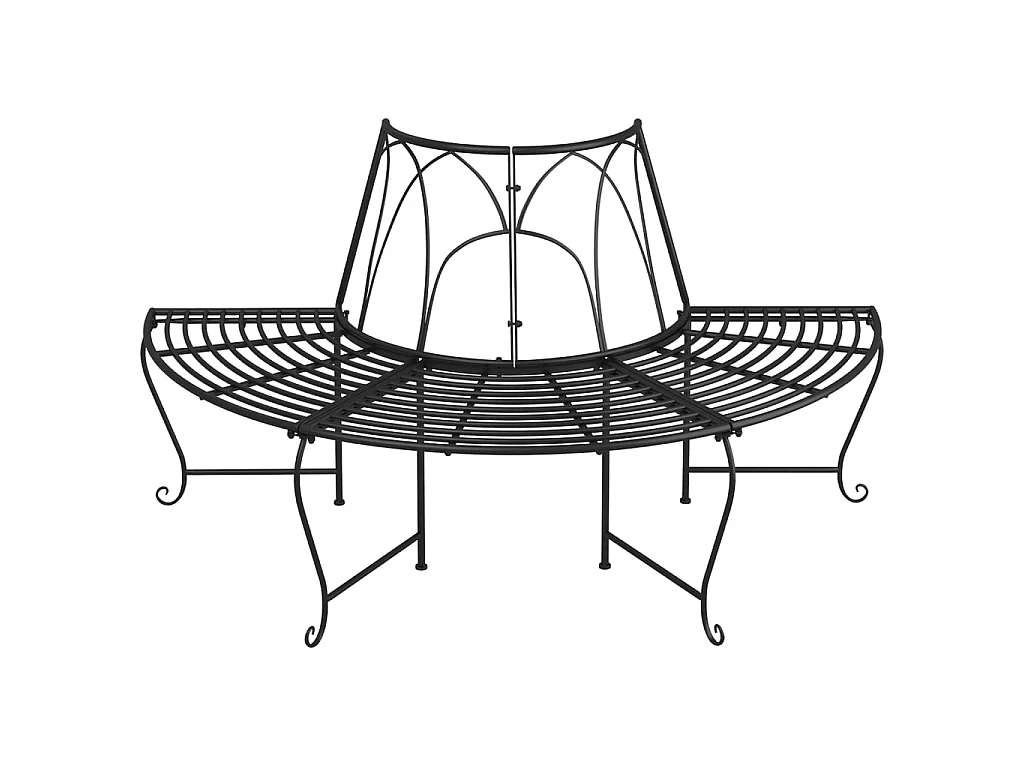 Banc demi-circulaire tour d'arbre Ø159cm Noir Acier