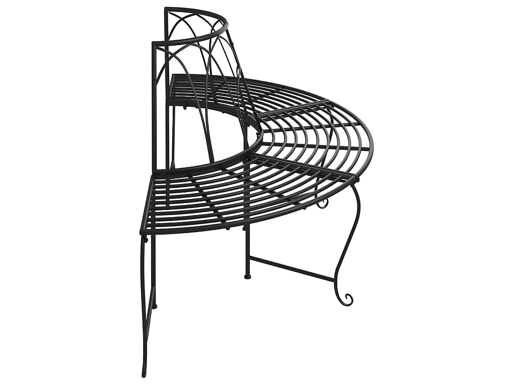 Banc demi-circulaire tour d'arbre Ø159cm Noir Acier