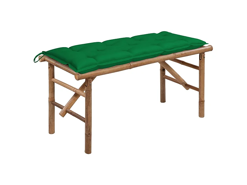 Banc de jardin pliable avec coussin 118cm Bambou 2