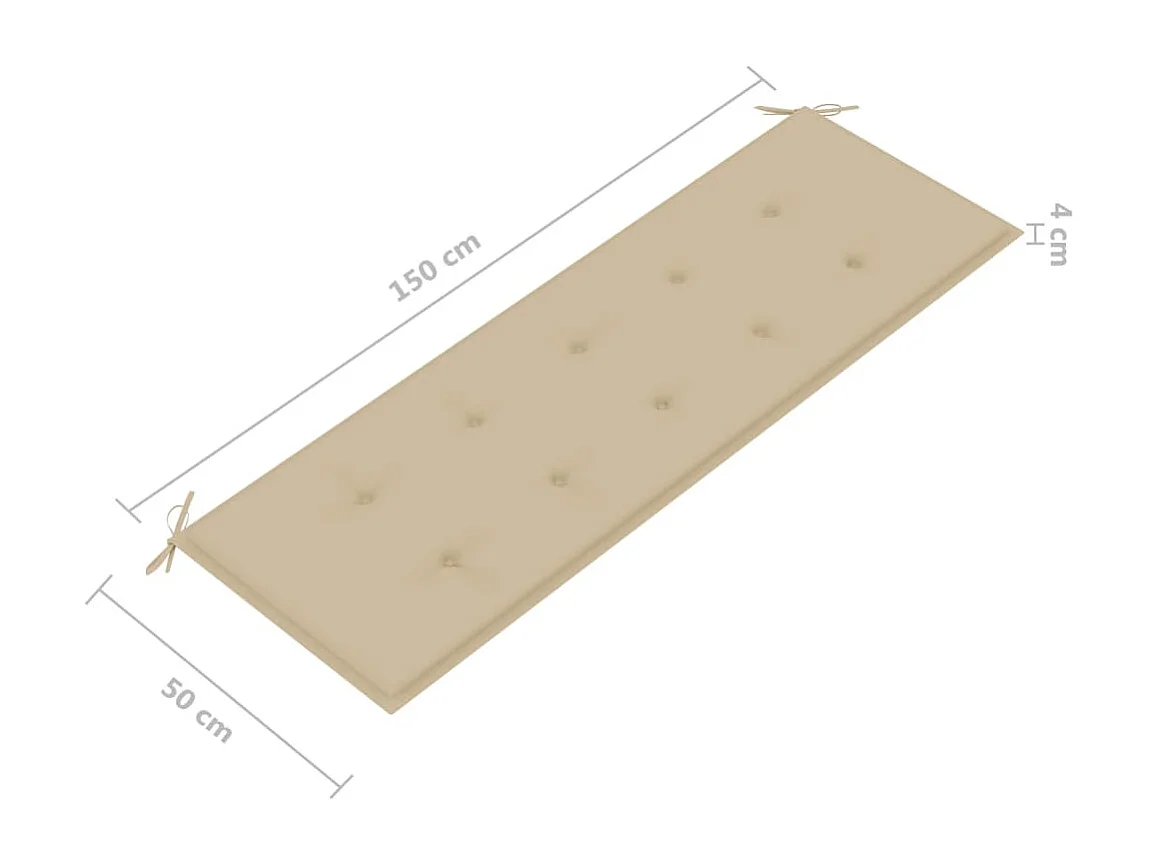 Banc de jardin empilable et coussin 159cm Bois de teck massif 15